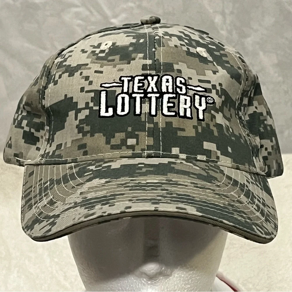 Texas Lottery Adjustable Camouflage Cap in support of Texas Education & Veterans